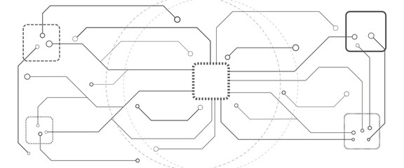 Vector abstract technology on white futuristic technology and digital connection lines.	