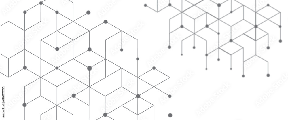 Fototapete Vector abstract background the dots and lines geometric graphic hexagons pattern with simple hexagonal elements.