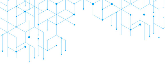 Vector modern technology banner template texture with blue lines and dots 