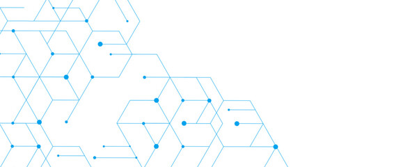 Fototapeta premium Vector modern technology banner template texture with blue lines and dots.
