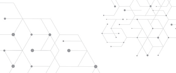 Vector modern technology banner template texture with grey lines and dots.