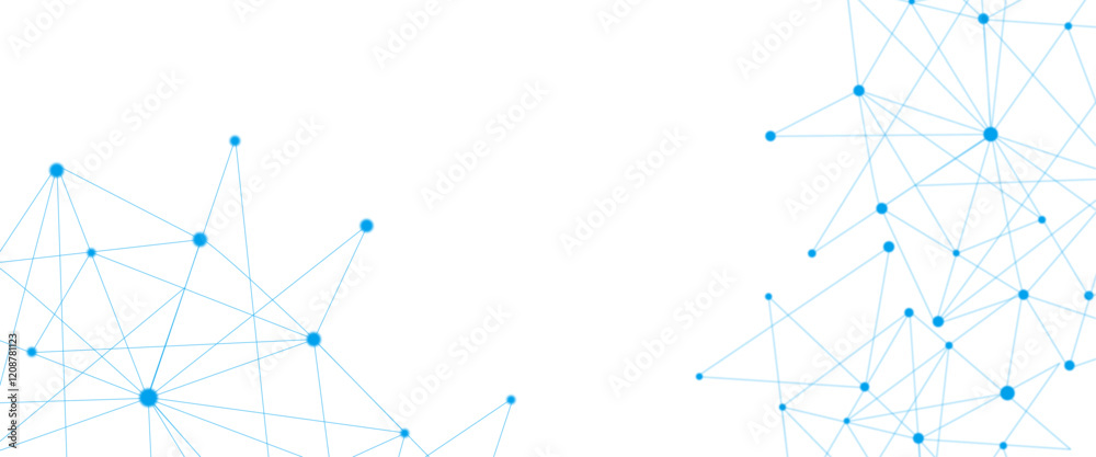 Wall mural vector abstract background with blue lines and dots with banner design, illustration technology with