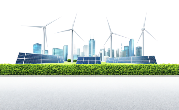 PNG City turbines modern panels. - Powered by Adobe