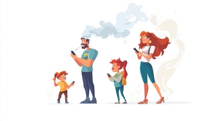 Fototapeta premium Passive inhalation: cigarette hazard, tobacco harm, child endangerment, hidden threat, smoke pollution, health risk, environmental contamination, silent danger, toxic breath, air harm, unseen peril.