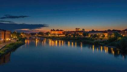 City River Twilight: Buildings Reflecting