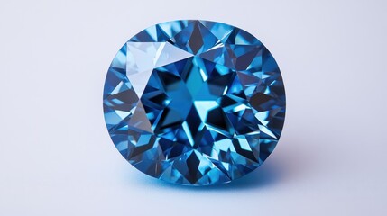 Fototapeta premium A blue diamond with vivid color and flawless clarity, glowing against a white background.