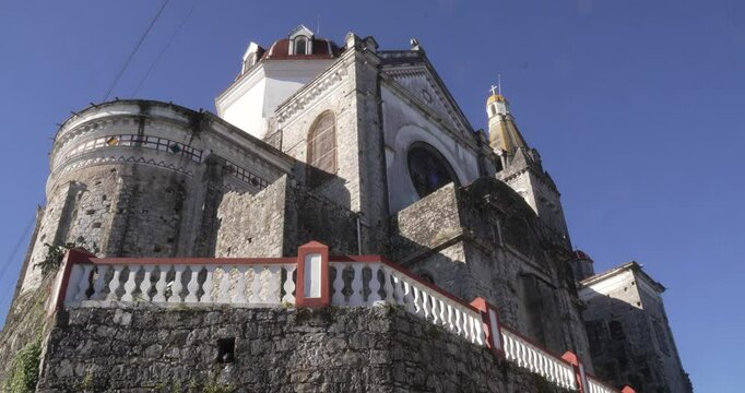 Cuetzalan cathedral from behind in Puebla, Mexico