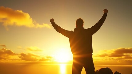 Fototapeta premium A person celebrating, victory and motivational concepts
