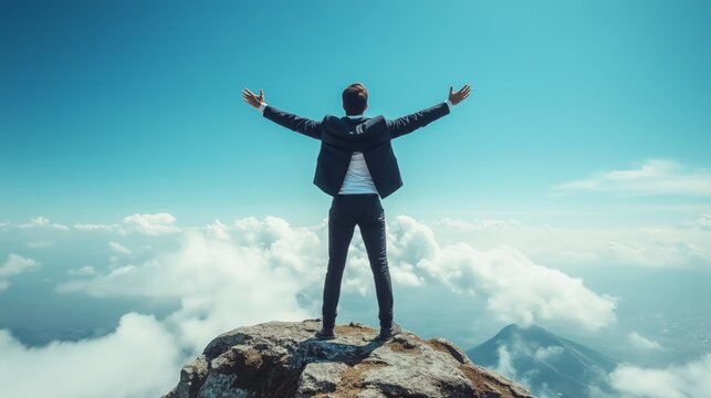 A person celebrating, victory and motivational concepts