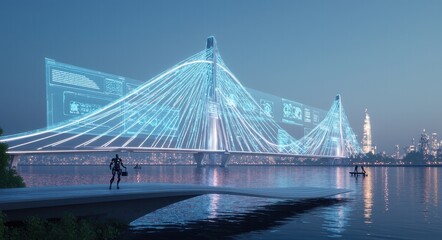 Obraz premium Futuristic Bridge: Innovation in Construction Technology.