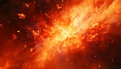 Obraz premium Fiery explosion incandescent particles cosmic event