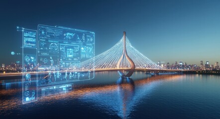 Fototapeta premium Futuristic Bridge: Innovation in Construction Technology.