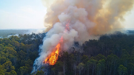 Fototapeta premium smoke, bushfire, plant, people, animal