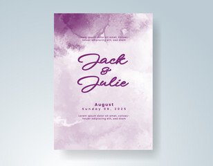 Wedding card invitation template with hand painted watercolor splash