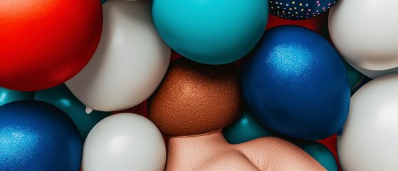 Naklejka premium Colorful Balloon Background Festive Teal Turquoise White Red Balloons