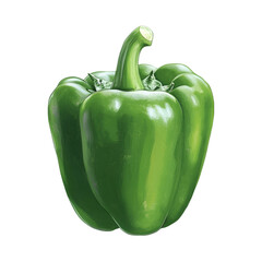Bright green Bell Pepper on White Background
