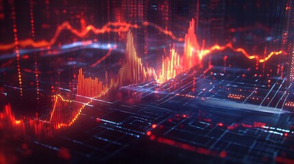 Abstract Digital Data Visualization Showing Financial Market Trends