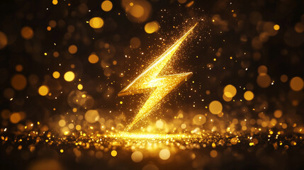 A 3D icon of energy with a lightning bolt symbol on a bright yellow background representing electricity, power, and innovation, with a modern tech feel and blank space for caption

