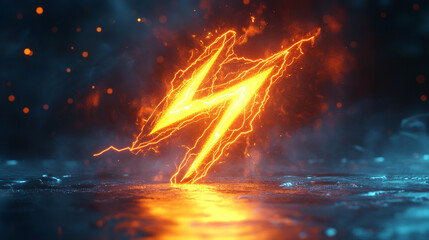 A 3D icon of energy with a lightning bolt symbol on a bright yellow background representing electricity, power, and innovation, with a modern tech feel and blank space for caption

