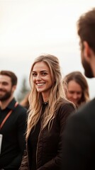 Obraz premium Happy Woman at Outdoor Networking Event