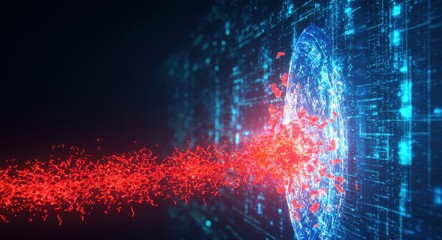Fototapeta premium Illustration of a Cyber Attack Thwarted by Advanced Protection System.