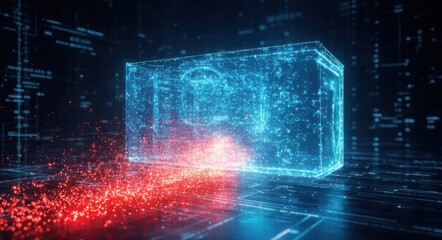 Fototapeta premium Illustration of a Cyber Attack Thwarted by Advanced Protection System.