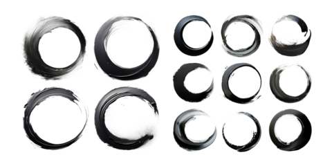 Abstract Circular Brush Strokes on Transparent Background