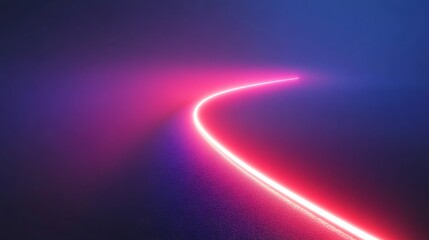 Glowing Neon Line Curves Across Dark Background