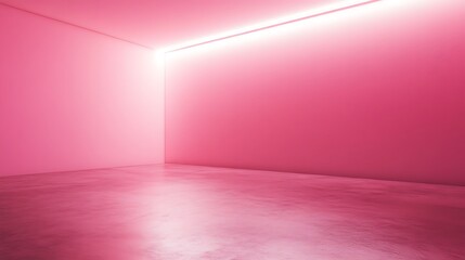 Pink Room Corner Illuminated By A Single Light Source