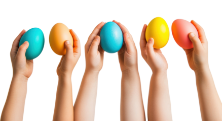 PNG Kids playing Easter egg hunt eggs colorful holding.