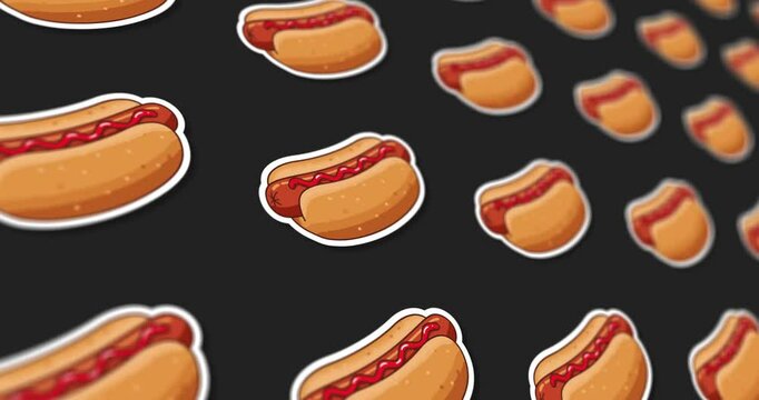 Hot dog illustration animated pattern design on light and dark background