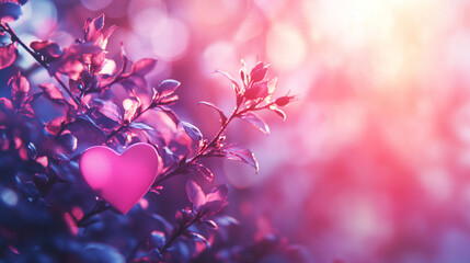 A minimalistic pink heart banner card with ample copy space, conveying love, simplicity, and modern design in a bright, soothing tone perfect for messages of affection and care

