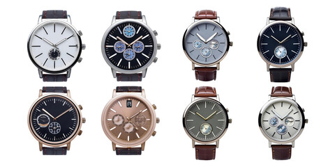 Sleek Collection of Elegant Watches on Transparent Background