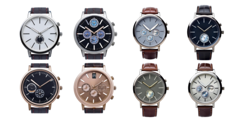 Sleek Collection of Elegant Watches on Transparent Background