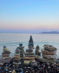 Rocks near sea during sunset