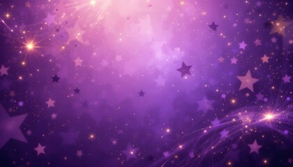 Fototapeta premium Enchanting Purple and Gold Abstract Background with Sparkling Stars and Glowing Wave Patterns for Elegant and Magical Designs