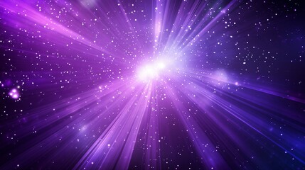 Purple Light Rays Radiate Brightly With Sparkling Dust