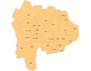 Obraz premium 山梨県 地図 オレンジ 斑点 イラスト