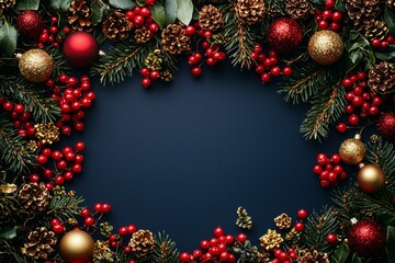 Festive christmas decorations holiday table setting image of ornaments and pine cones cozy winter atmosphere