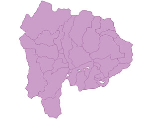 山梨県　地図　紫　イラスト