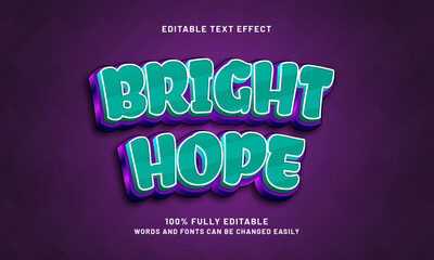 bright hope editable text effect with a good and clean theme