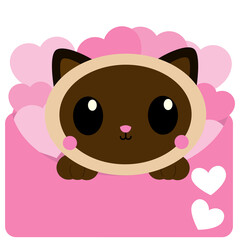 Valentine cat, romantic kitten, cute feline illustration, cat with hearts, love-themed kitty, adorable cat graphic, kitten holding heart, heart balloon feline, cat with love letter