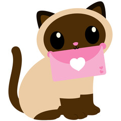 Valentine cat, romantic kitten, cute feline illustration, cat with hearts, love-themed kitty, adorable cat graphic, kitten holding heart, heart balloon feline, cat with love letter