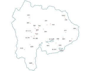 山梨県　地図　白　斑点　イラスト