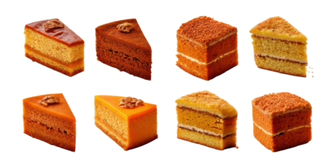 Assorted Delicious Cakes on Display ,PNG set collection, isolated on transparent background