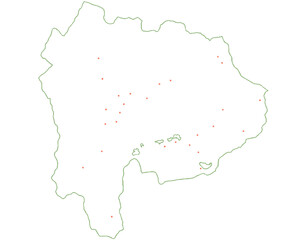 山梨県　地図　白　斑点　イラスト