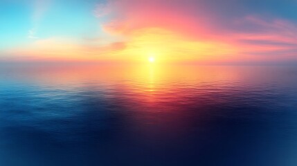 Obraz premium Serene Sunset Over Calm Ocean Water Reflecting Colors