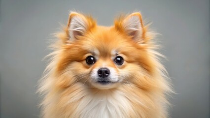 Obraz premium Adorable pomeranian spitz with fluffy coat and expressive eyes, cute, pomeranian, spitz, dog, adorable, fluffy, coat, small