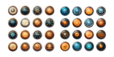 Colorful Circular Icons on Transparent Background