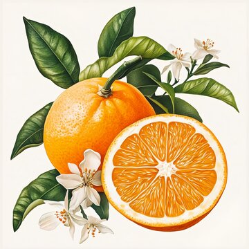 orange with leaves